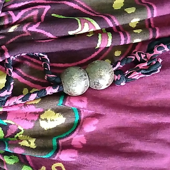 FUCHSIA PAISLEY EUC BOHEMIAN HALTER MAXI DRESS Body CENTRAL  SZ Medium - Picture 2 of 16